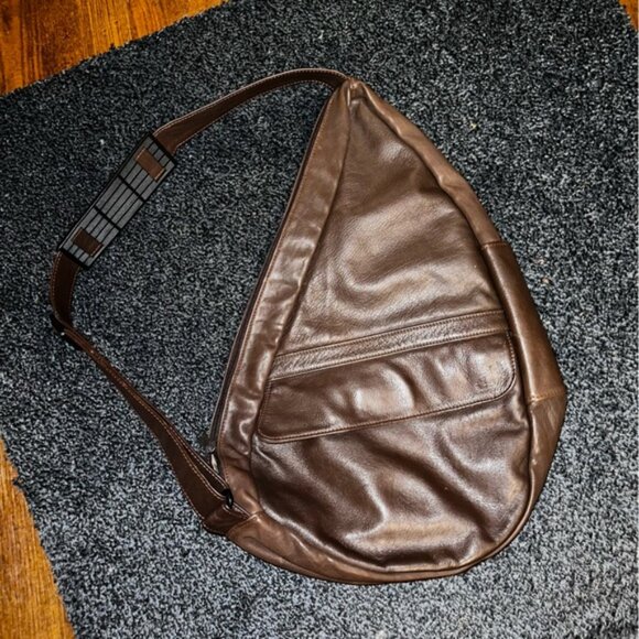 AmeriBag Healthy Back Bag Brown Leather Adjustable Strap - Picture 3 of 15